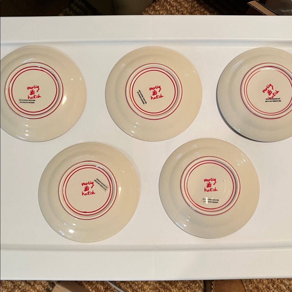 Set of 5 Molly Hatch holiday appetizer plates from Anthropologie - Picture 7 of 7